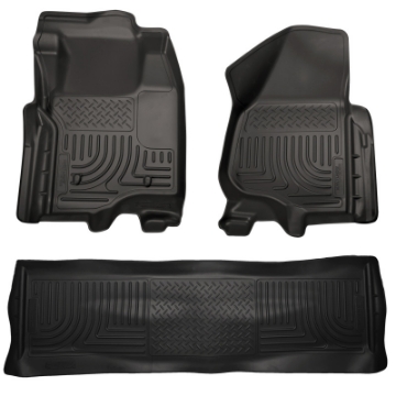 Picture of Husky Liners 11-12 Ford SD Crew Cab WeatherBeater Combo Black Floor Liners w-o Manual Trans Case