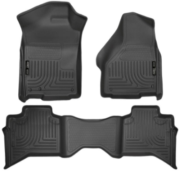 Picture of Husky Liners 09-12 Dodge Ram 1500 Quad Cab WeatherBeater Black Front & Second Seat Floor Liner