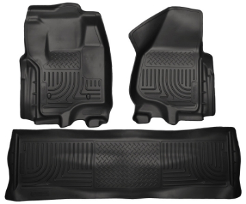 Picture of Husky Liners 2012-5 Ford SD Crew Cab WeatherBeater Combo Black Floor Liners w-o Manual Trans Case