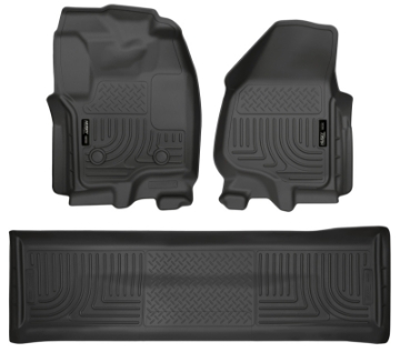 Picture of Husky Liners 2012-5 Ford SD Crew Cab WeatherBeater Combo Black Floor Liners w-o Manual Trans Case