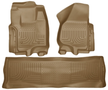 Picture of Husky Liners 2012-5 Ford SD Crew Cab WeatherBeater Combo Tan Floor Liners w-o Manual Trans Case