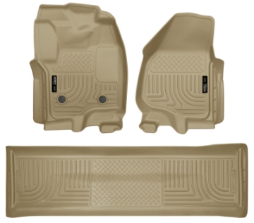 Picture of Husky Liners 2012-5 Ford SD Crew Cab WeatherBeater Combo Tan Floor Liners w-o Manual Trans Case