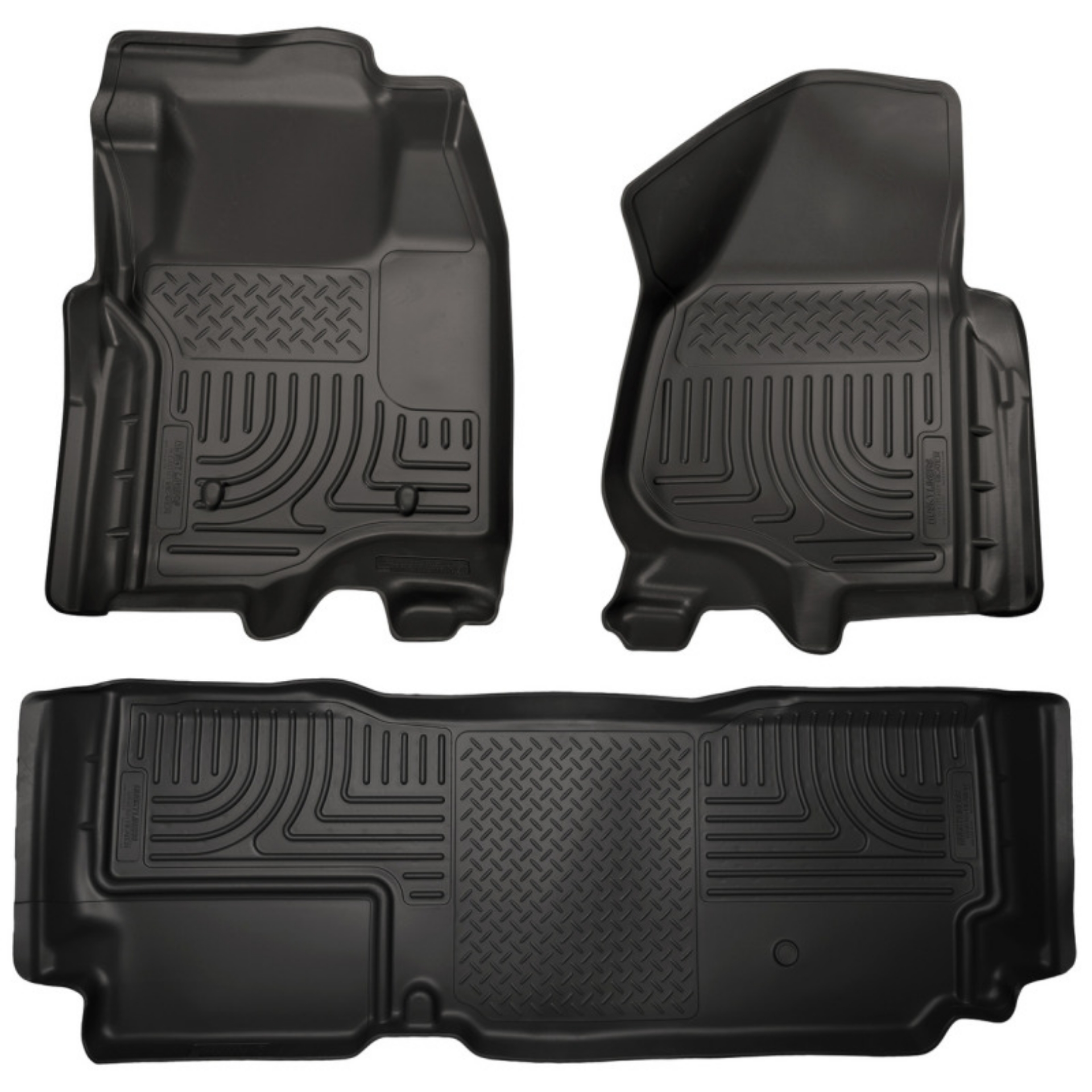 Picture of Husky Liners 2012-5 Ford SD Super Cab WeatherBeater Combo Black Floor Liners w-o Manual Trans Case