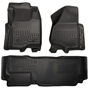Picture of Husky Liners 2012-5 Ford SD Super Cab WeatherBeater Combo Black Floor Liners w-o Manual Trans Case