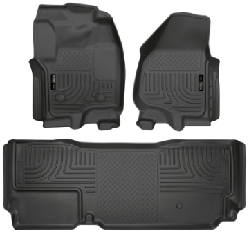 Picture of Husky Liners 2012-5 Ford SD Super Cab WeatherBeater Combo Black Floor Liners w-o Manual Trans Case