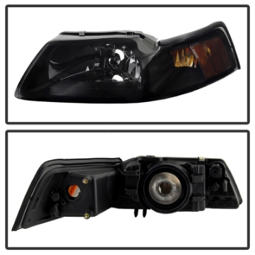 Picture of Xtune Ford MUStang 99-04 OEM Amber Headlights Black Smoked HD-JH-FM99-AM-BSM