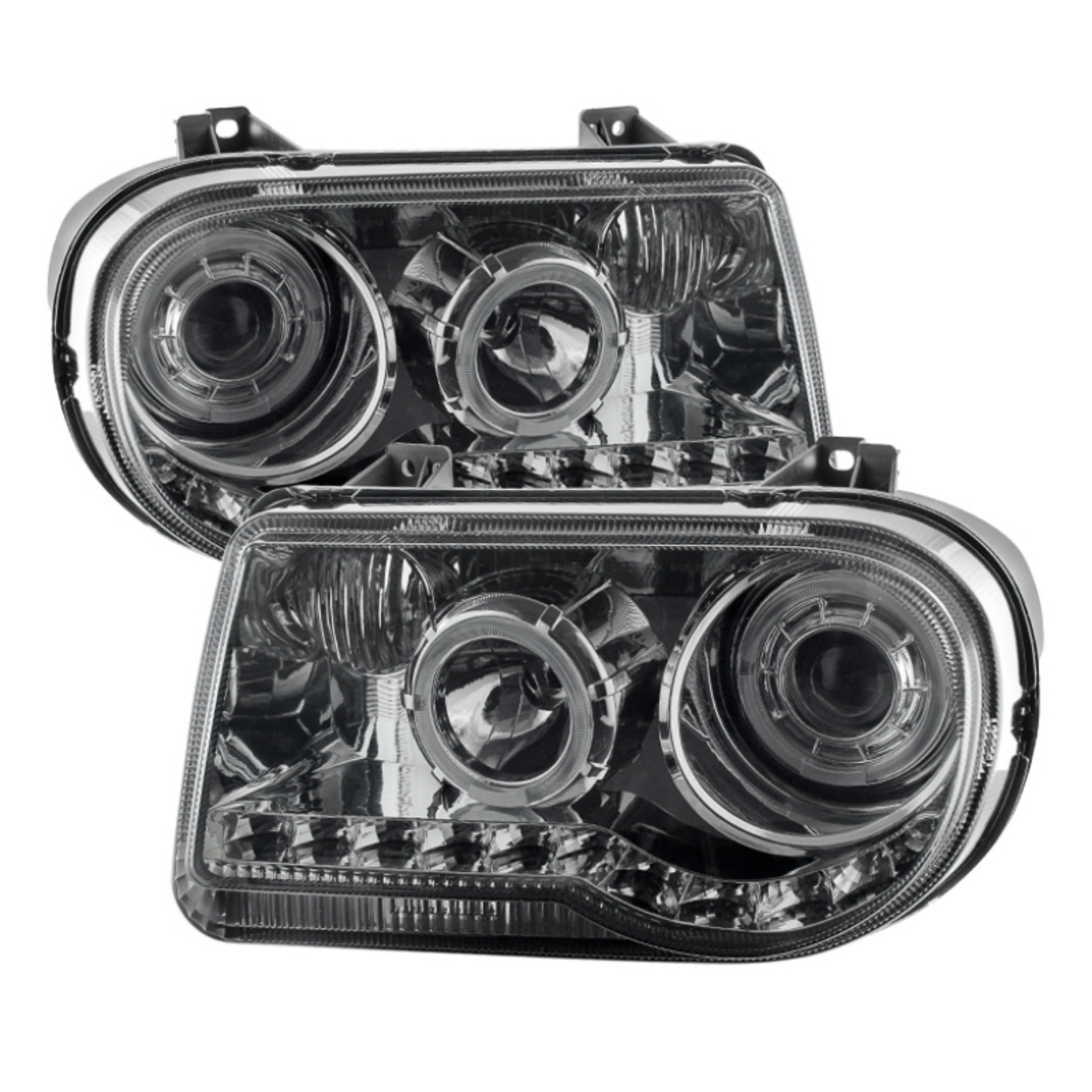 Picture of xTune Chrysler 300C 05-10  Not 300  Halo Projector Headlights Smoke PRO-JH-C300C-LED-SM