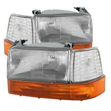 Picture of xTune Ford F150-Bronco 92-96 Headlights w-Corner Bumper 6pcs Amber- Clear HD-JH-FB92-SET-OEAM-C