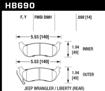 Picture of Hawk 04-07 Jeep Liberty KJ - 04-06 Wrangler Unlimited HPS Street Rear Brake Pads