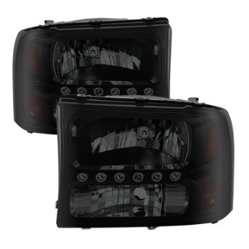Picture of xTune Ford F250 F350 Super Duty 99-04 1Pc Headlights w- LED Black Smoked HD-JH-FF25099-LED-BSM