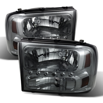 Picture of xTune Ford F250 F350 Super Duty 99-04 1Pc Headlights w- LED Smoked HD-JH-FF25099-LED-SM
