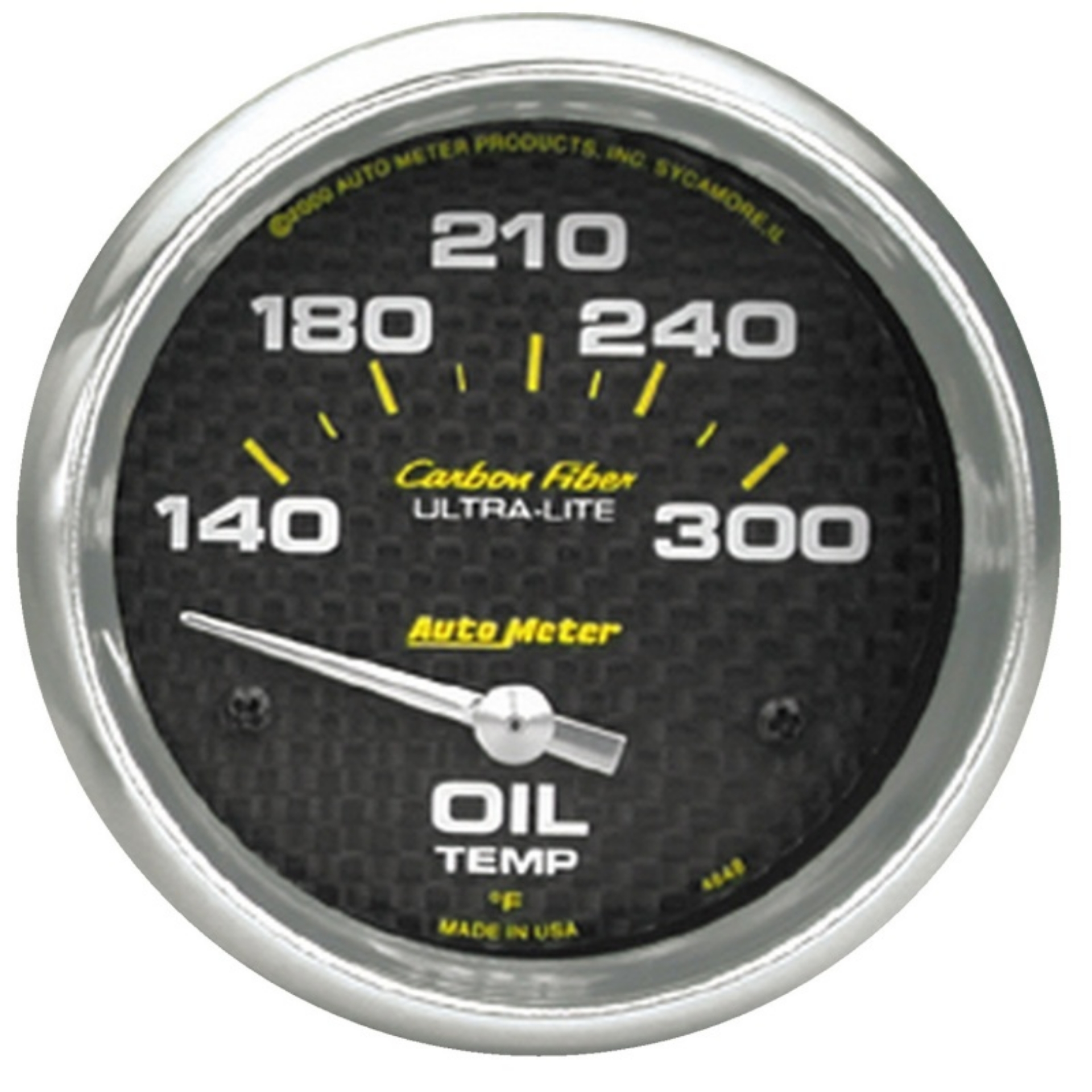 Picture of Autometer Carbon Fiber Oil Temp 66-7mm 2 5-8in Short Sweep Electronic 300 Deg F Temperature Gauge