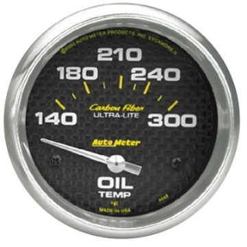 Picture of Autometer Carbon Fiber Oil Temp 66-7mm 2 5-8in Short Sweep Electronic 300 Deg F Temperature Gauge