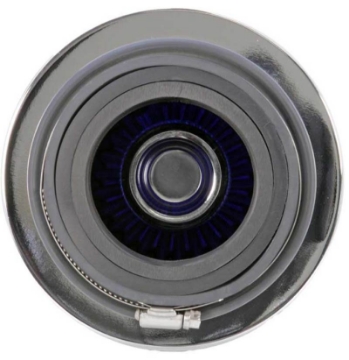 Picture of K&N Universal Air Filter Chrome Round Tapered Blue - 4in Flange ID x 1-125in Flange Length x 5-5in H