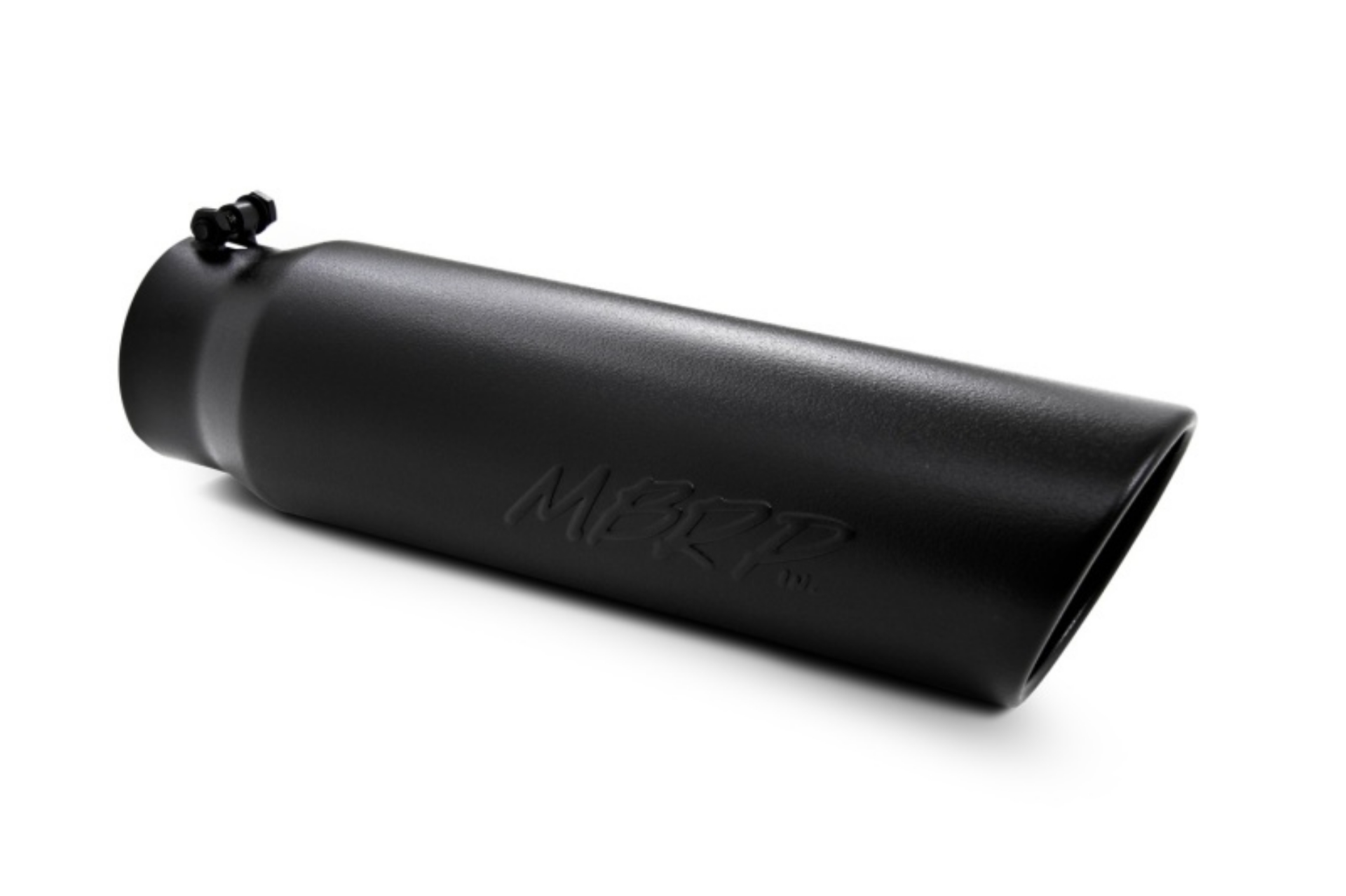 Picture of MBRP Universal 5in OD Angled Rolled End 4in Inlet 18in Length Black Finish Exhaust Tip