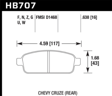 Picture of Hawk 11-12 Chevy Cruze Eco-LS-1LT-2LT-LTZ Performance Ceramic Rear Street Brake Pads