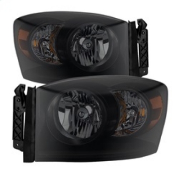 Picture of xTune Dodge Ram 1500 06-08 Amber Crystal Headlights Black Smoked HD-JH-DR06-AM-BSM