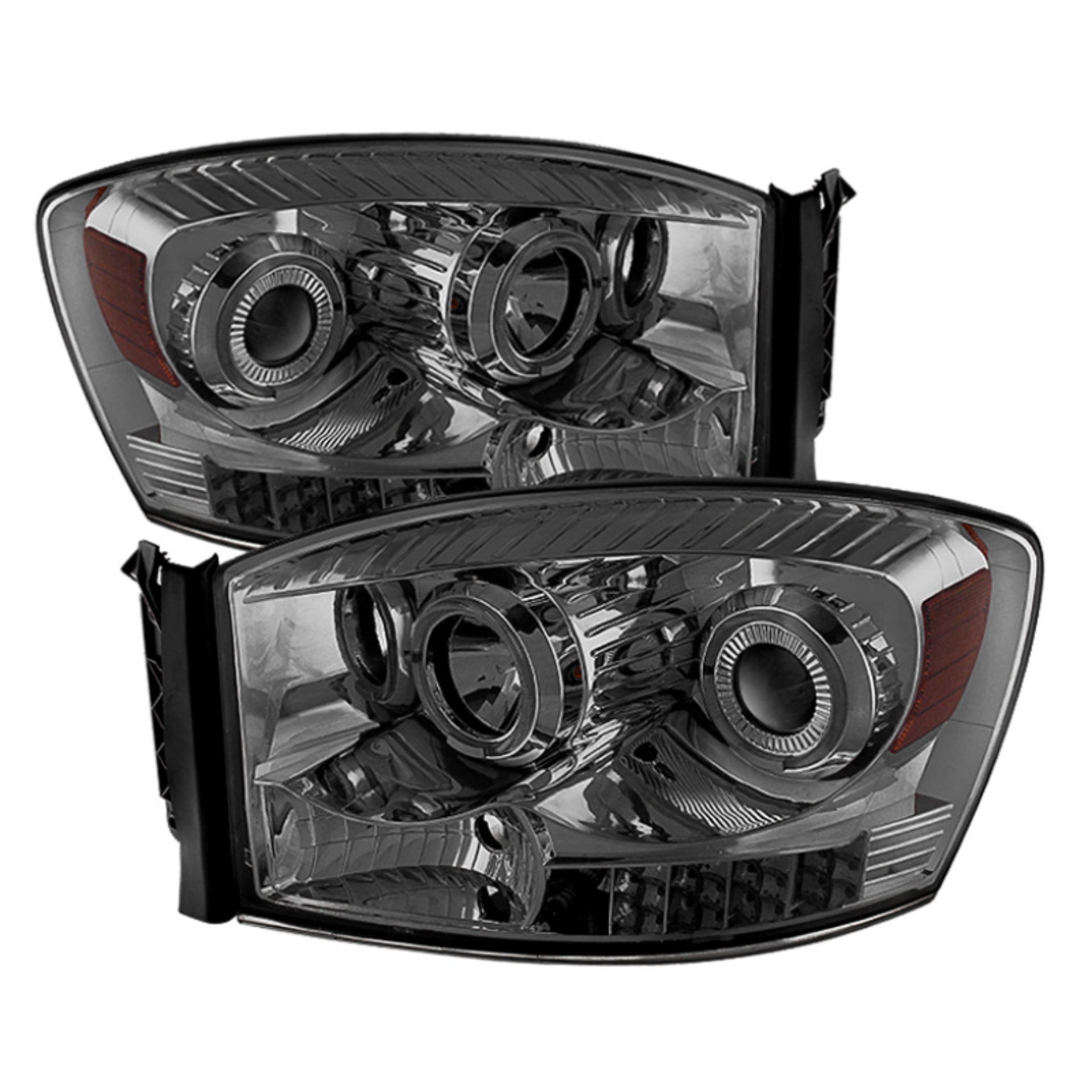 Picture of xTune Dodge Ram 1500 06-08 - Ram 2500-3500 06-09 Halo Projector Headlights Smoked PRO-JH-DR06-LED-SM