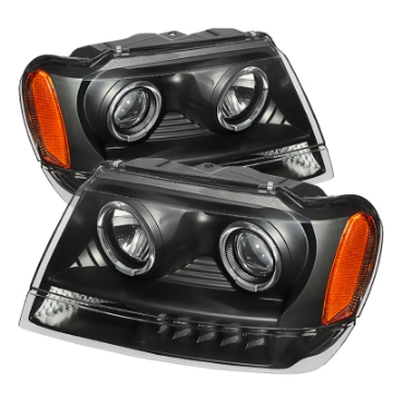 Picture of xTune Jeep Grand Cherokee 99-04 Projector Headlights LED Halo Black PRO-JH-JGC99-LED-BK