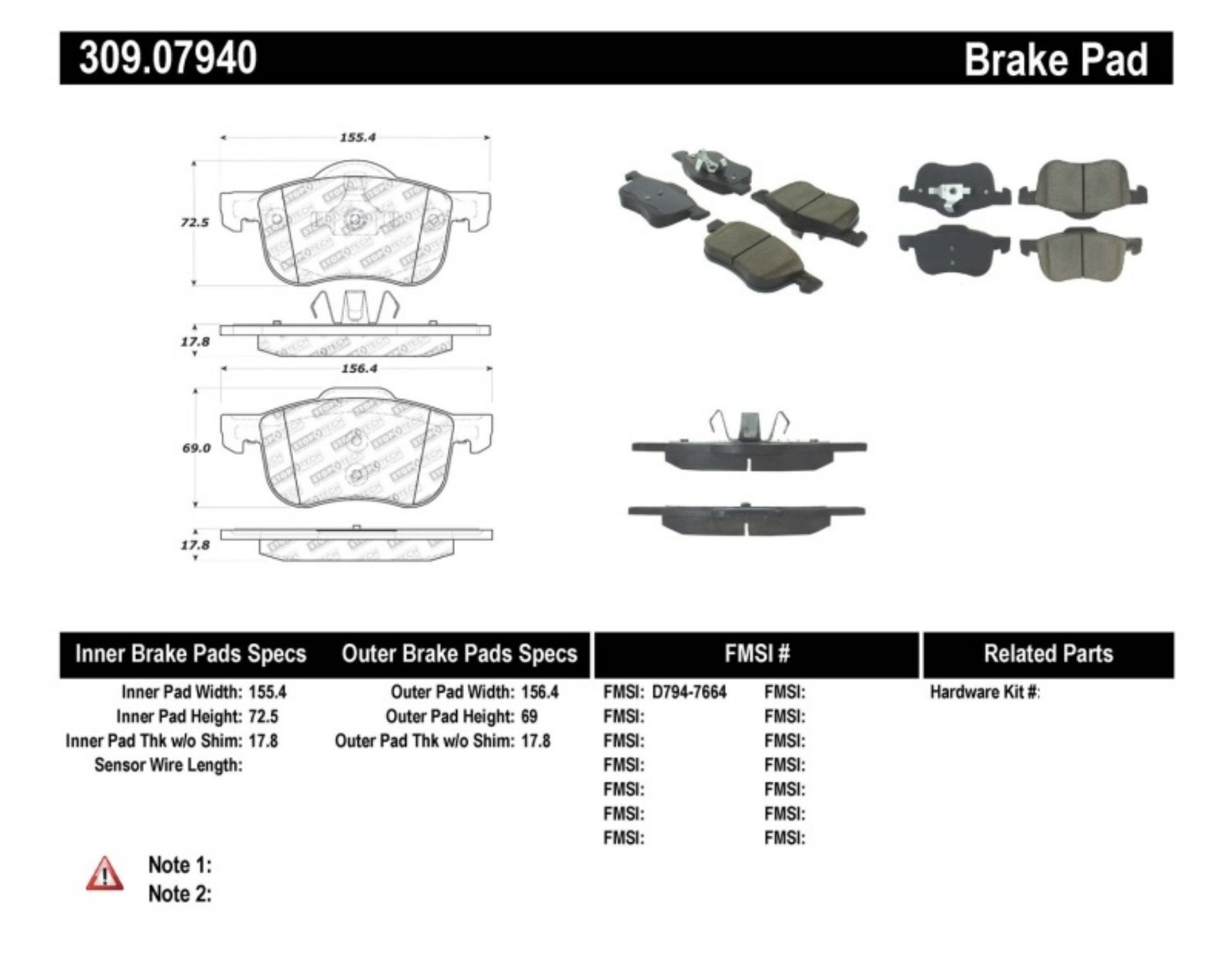 Picture of StopTech Performance 01-09 Volvo S60 - 99-06 S80 - 01-07 V70-V70R Front Brake Pads