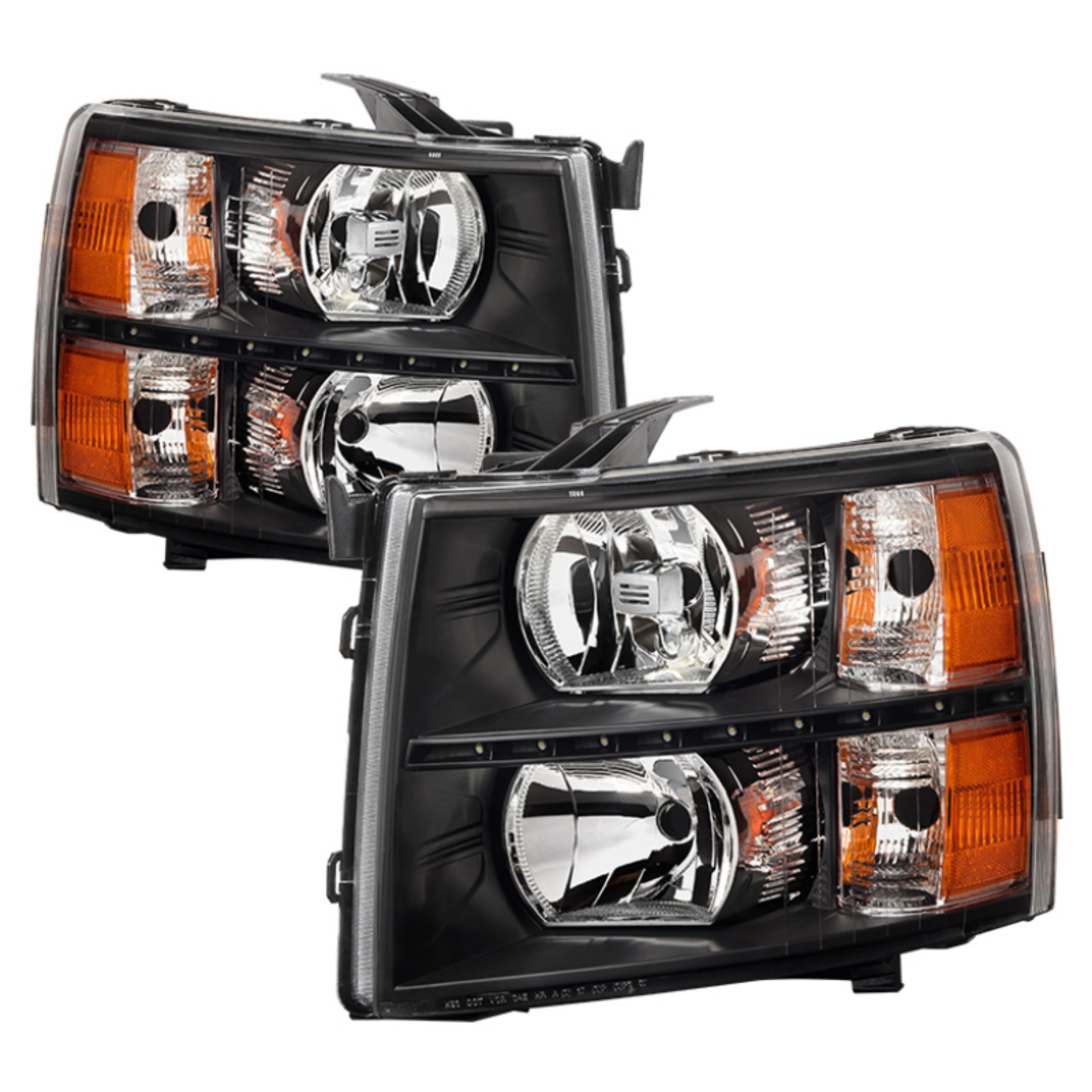 Picture of xTune Chevy Silverado 07-13 Crystal Headlights w- LED Black HD-JH-CS07-LED-BK