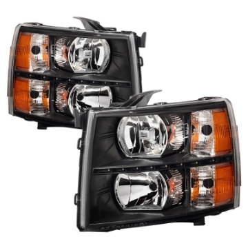 Picture of xTune Chevy Silverado 07-13 Crystal Headlights w- LED Black HD-JH-CS07-LED-BK