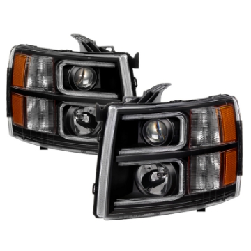 Picture of xTune Chevy Silverado 1500-2500-3500 07-13 Projector Headlights Black PRO-JH-CS07-LED-BK
