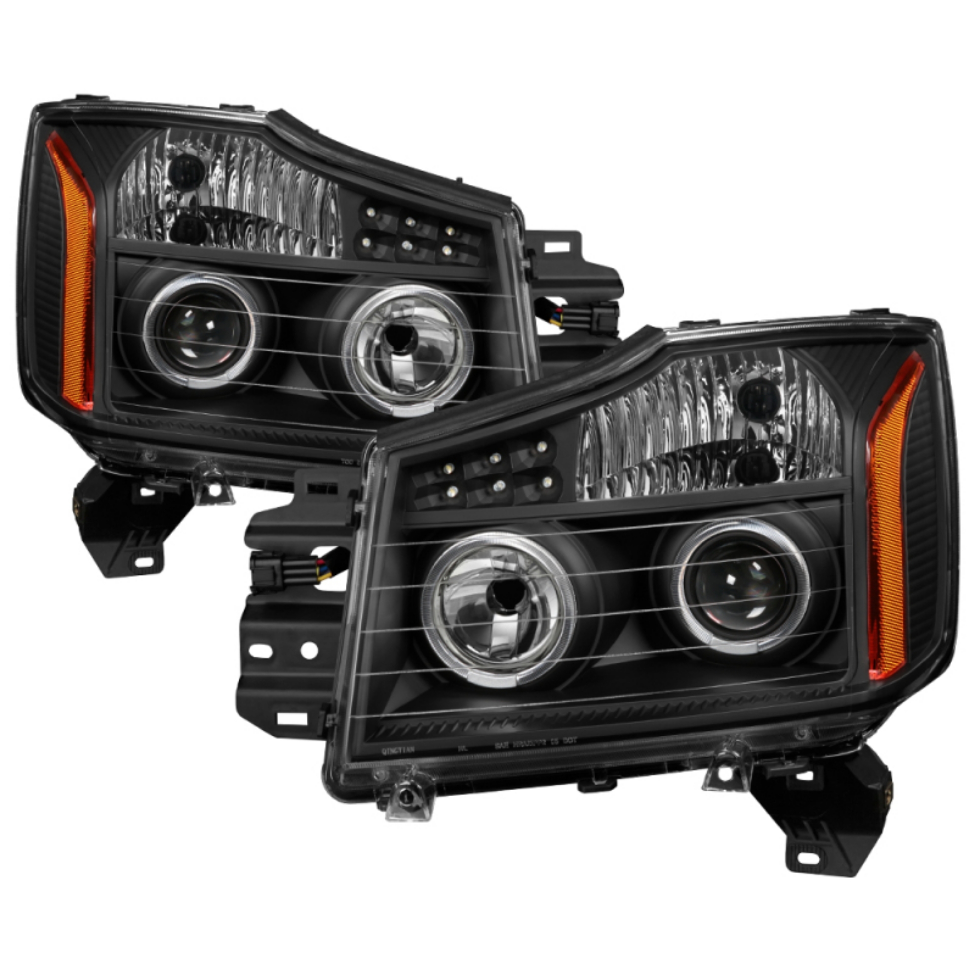 Picture of xTune Nissan Titan 04-14 Projector Headlights LED Halo Black PRO-JH-NTI04-LED-BK