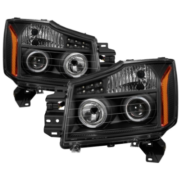 Picture of xTune Nissan Titan 04-14 Projector Headlights LED Halo Black PRO-JH-NTI04-LED-BK