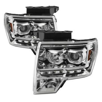 Picture of xTune Ford F150 09-14 Projector Headlights Halogen Model Only LED Halo Chrome PRO-JH-FF15009-CFB-C