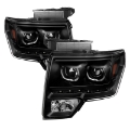 Picture of xTune Ford F150 09-14 Projector Headlights Halogen Model Only LED Halo Black PRO-JH-FF15009-CFB-BK