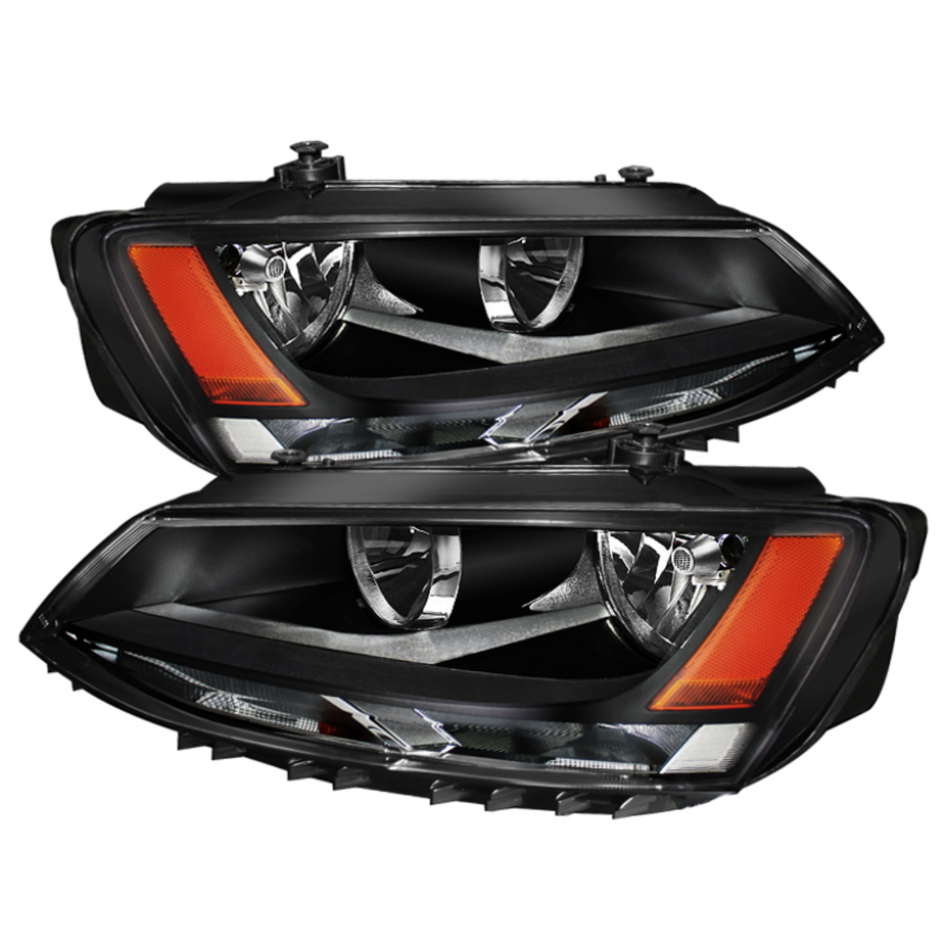 Picture of xTune Volkswagen Jetta 11-14 Amber Crystal Headlights Black HD-JH-VJ11-AM-BK