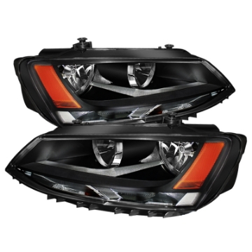Picture of xTune Volkswagen Jetta 11-14 Amber Crystal Headlights Black HD-JH-VJ11-AM-BK