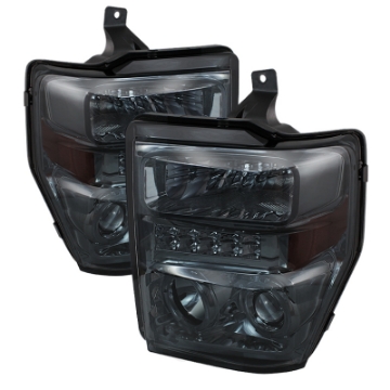Picture of xTune Ford F250-350-450 Super Duty 08-10 Projector Headlights LED Halo Smoke PRO-JH-FS08-LED-SM