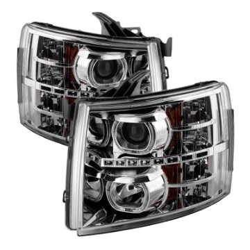 Picture of xTune Chevy Silverado 1500-2500-3500 07-13 LED Halo Projector Headlights Chrome PRO-JH-CSIL07-CFB-C