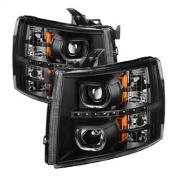 Picture of xTune Chevy Silverado 1500-2500-3500 07-13 LED Halo Projector Headlights Black PRO-JH-CSIL07-CFB-BK