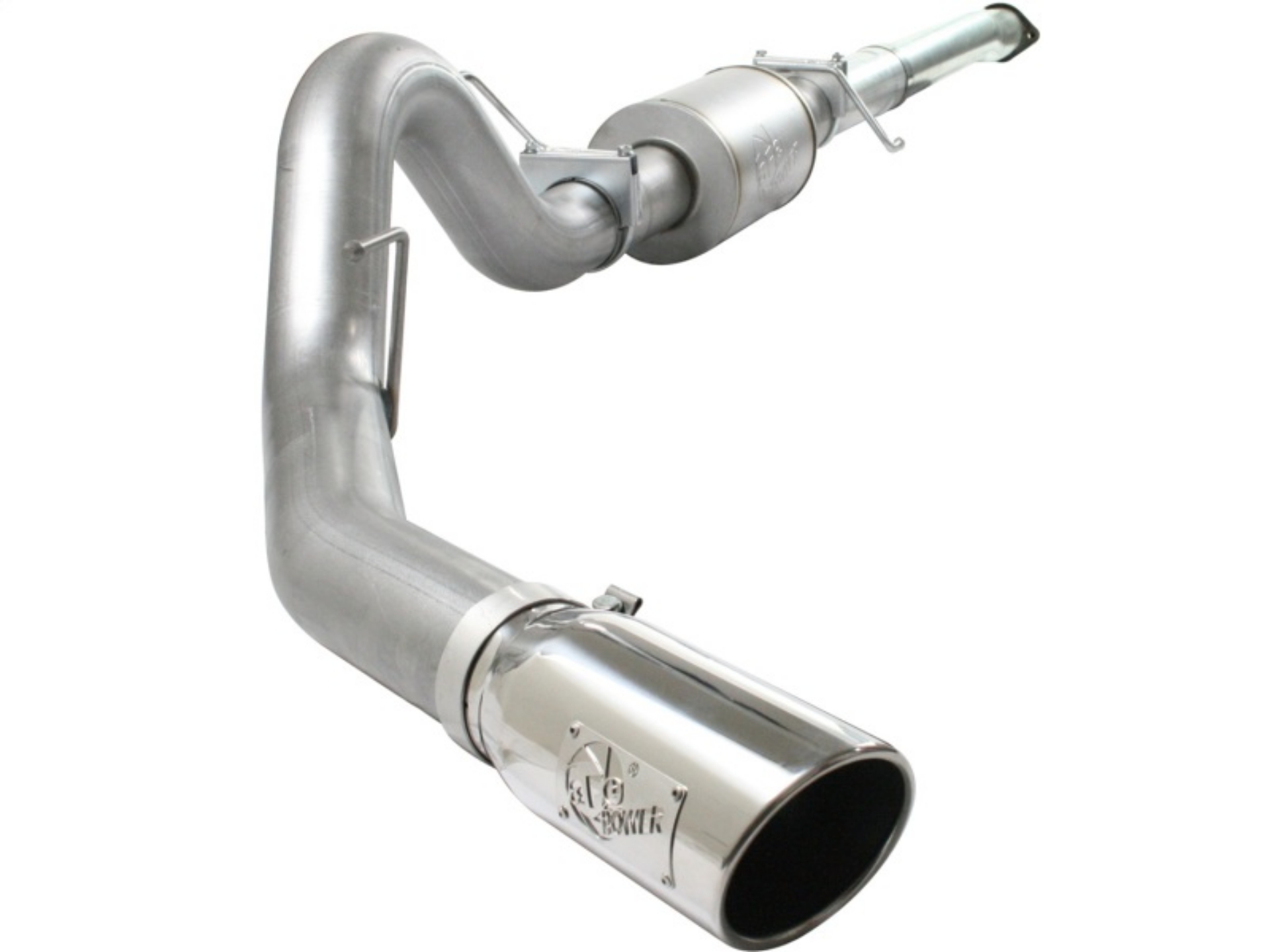 Picture of aFe Atlas Exhaust 4in Aluminized Cat-Back w- 304 SS Polished Tip 11-13 Ford F-150 EcoBoost V6 3-5L