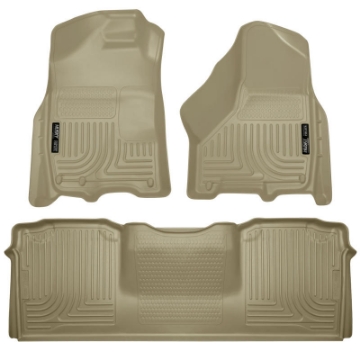 Picture of Husky Liners 10-12 Dodge Ram 2500-3500 Mega Cab WeatherBeater Combo Tan Floor Liners