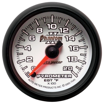 Picture of Autometer Phantom II 52-4mm Full Sweep Electronic 0-2000 Def F EGT-Pyrometer Gauge