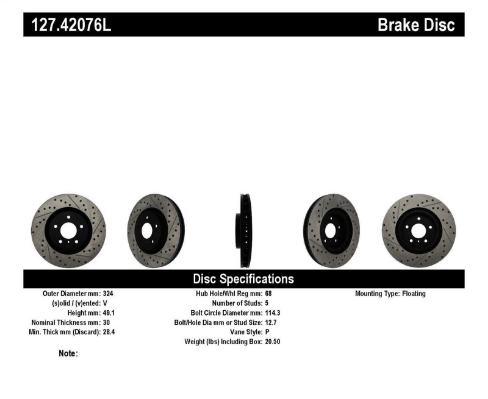 Picture of StopTech Slotted & Drilled Sport Brake Rotor
