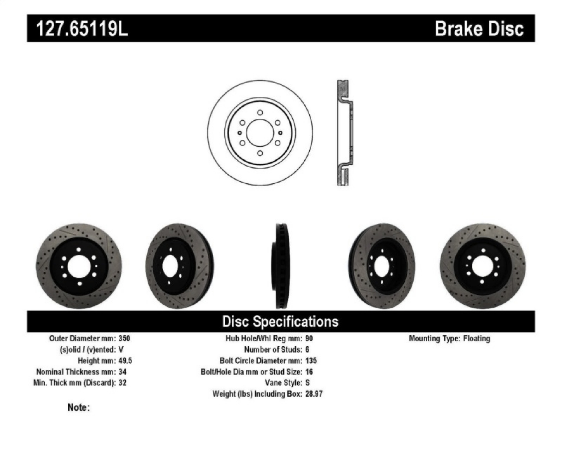 Picture of StopTech Slotted & Drilled Sport Brake Rotor