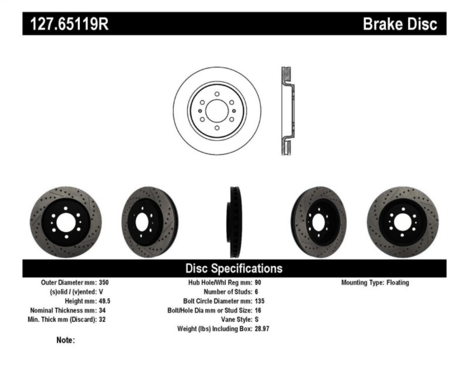 Picture of StopTech Slotted & Drilled Sport Brake Rotor