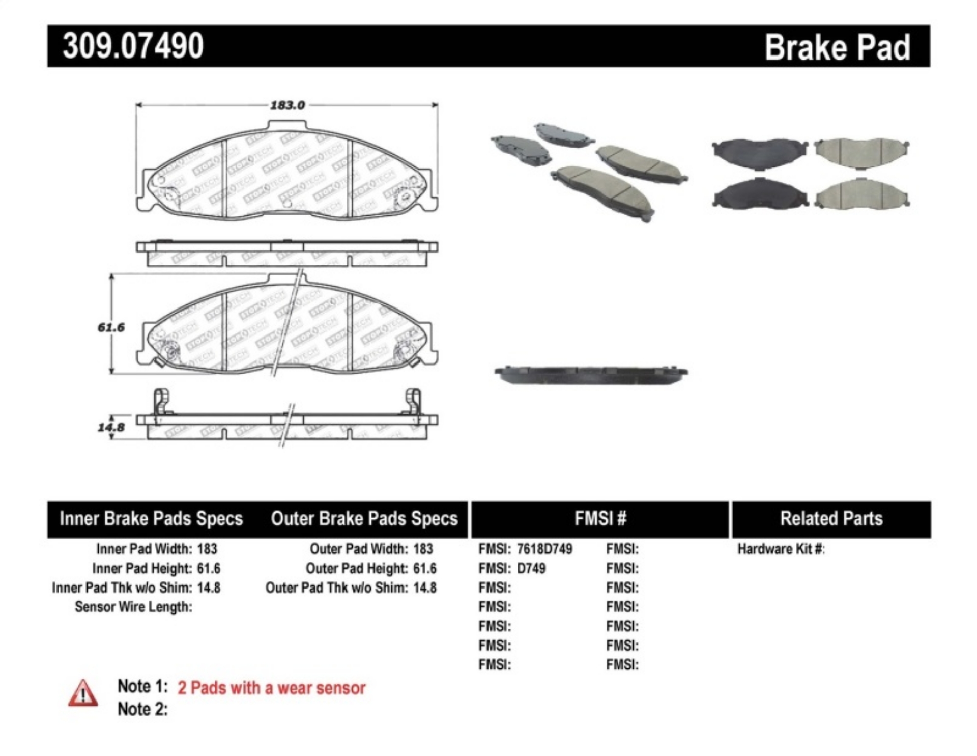 Picture of StopTech Performance Brake Pads