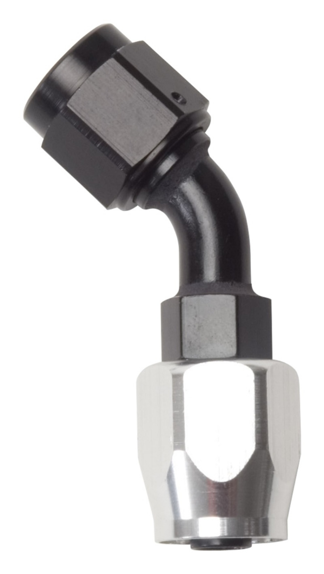 Picture of Russell Performance -10 AN Black-Silver 45 Degree Full Flow Hose End