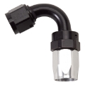Picture of Russell Performance -10 AN Black-Silver 120 Degree Tight Radius Full Flow Swivel Hose End