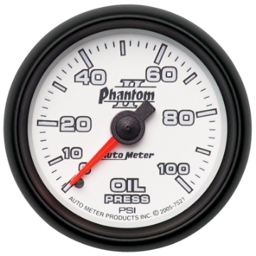 Picture of Autometer Phantom II 52-4mm Mechanical 0-100psi Oil Pressure Gauge