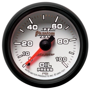Picture of Autometer Phantom II 52-4mm Mechanical 0-100psi Oil Pressure Gauge