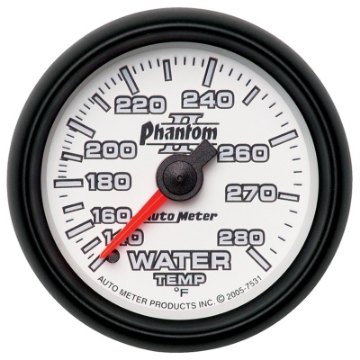 Picture of Autometer Phantom II 52-4mm Mechanical 140-280 Deg F Water Temperature Gauge