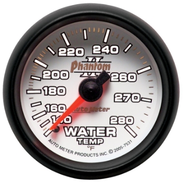 Picture of Autometer Phantom II 52-4mm Mechanical 140-280 Deg F Water Temperature Gauge