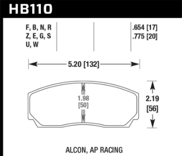 Picture of Hawk AP CP3307 - CP5040-5S4 - CP5200 SC250 Caliper HT-10 Race Brake Pads